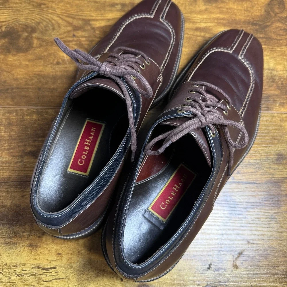 Cole Haan Split Toe C03889 Brown Leather Oxford Shoes Mens Size 12M